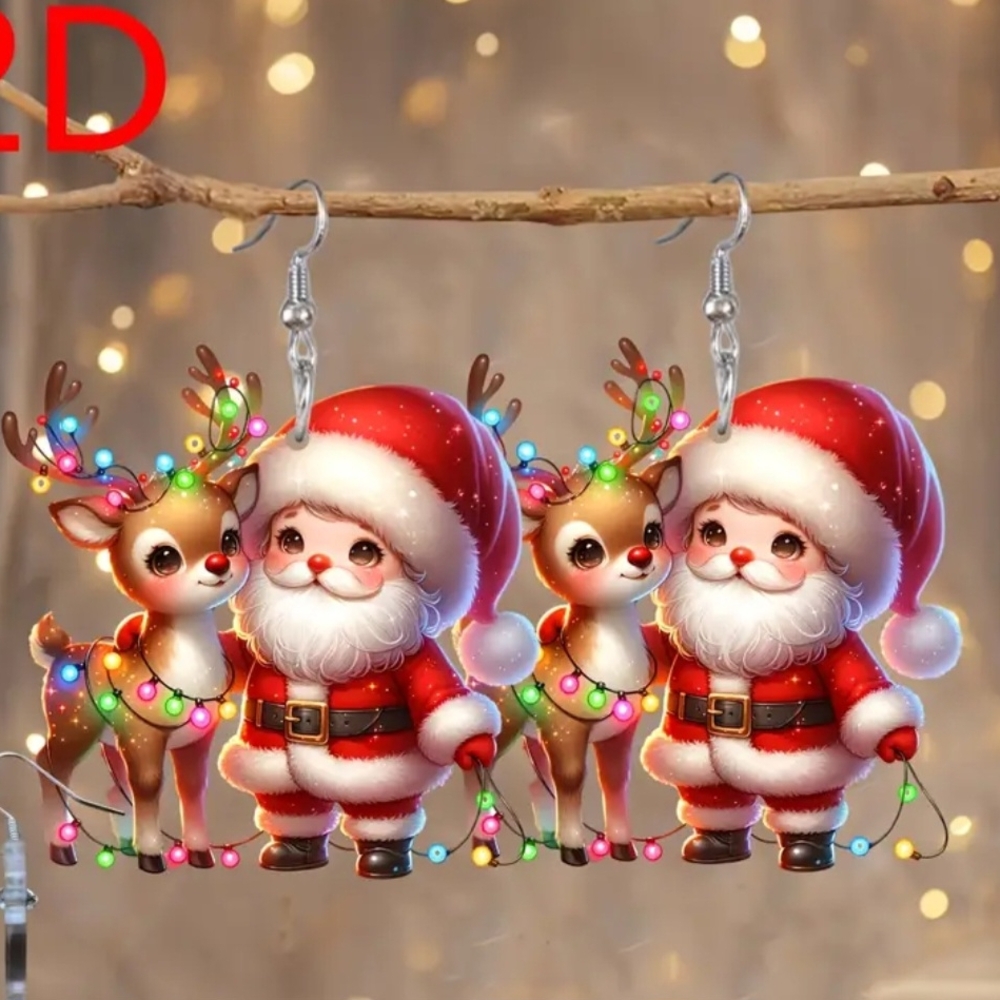 Festive Santa and Reindeer Earrings